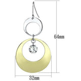 Gold+Rhodium Iron Earrings with AAA Grade CZ  in Clear