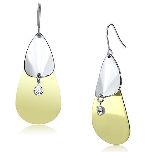 Gold+Rhodium Iron Earrings with Top Grade Crystal  in Clear