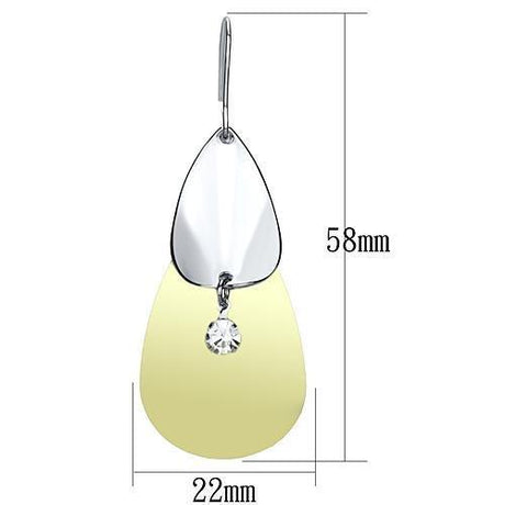 Gold+Rhodium Iron Earrings with Top Grade Crystal  in Clear
