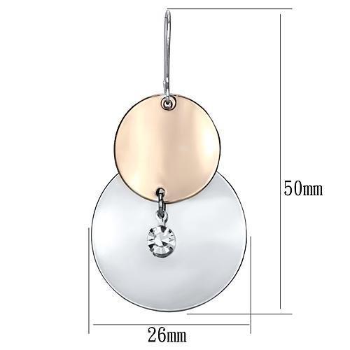 Rose Gold + Rhodium Iron Earrings with Top Grade Crystal  in Clear