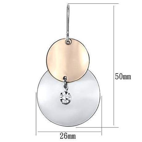 Rose Gold + Rhodium Iron Earrings with Top Grade Crystal  in Clear