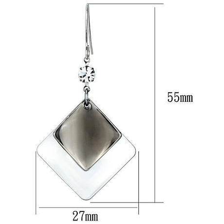 Rhodium Iron Earrings with Top Grade Crystal  in Clear