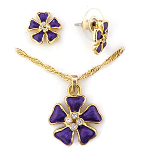Gold White Metal Jewelry Sets with Top Grade Crystal  in Clear