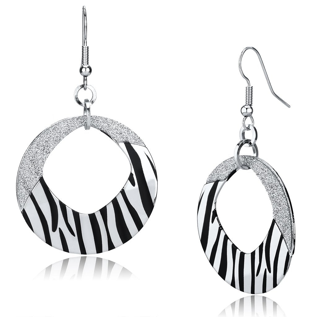 Rhodium Iron Earrings with Epoxy  in Jet