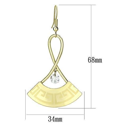 Gold Iron Earrings with AAA Grade CZ  in Clear