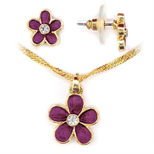 Gold White Metal Jewelry Sets with Top Grade Crystal  in Clear