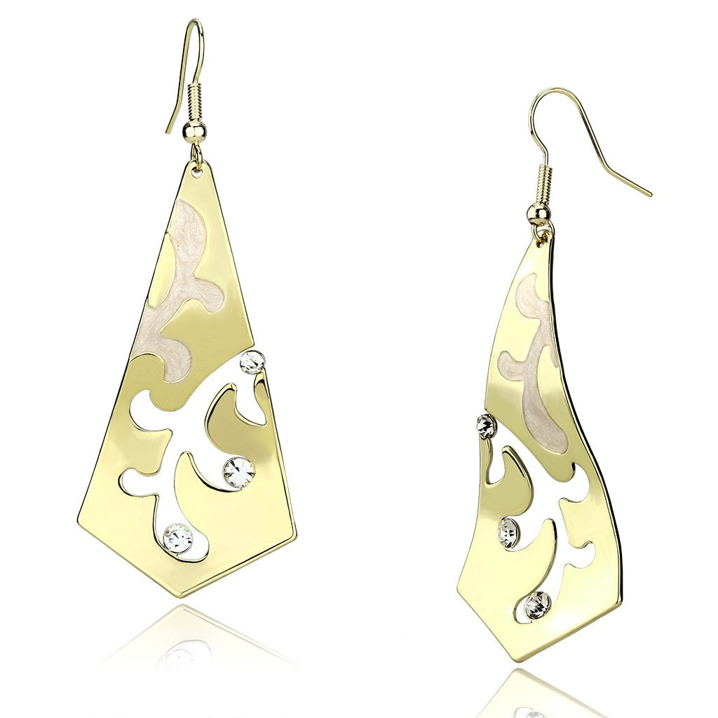 Gold Iron Earrings with Top Grade Crystal  in Clear