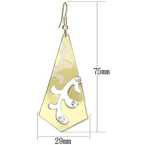 Gold Iron Earrings with Top Grade Crystal  in Clear