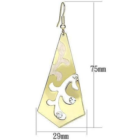 Gold Iron Earrings with Top Grade Crystal  in Clear