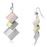 Rhodium + Gold + Rose Gold Iron Earrings with Top Grade Crystal  in Clear