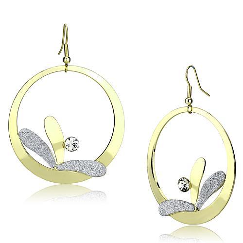 Gold Iron Earrings with Top Grade Crystal  in Clear