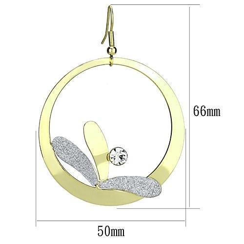 Gold Iron Earrings with Top Grade Crystal  in Clear