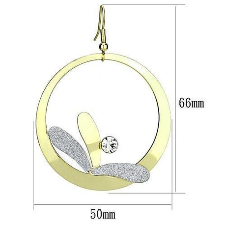 Gold Iron Earrings with Top Grade Crystal  in Clear