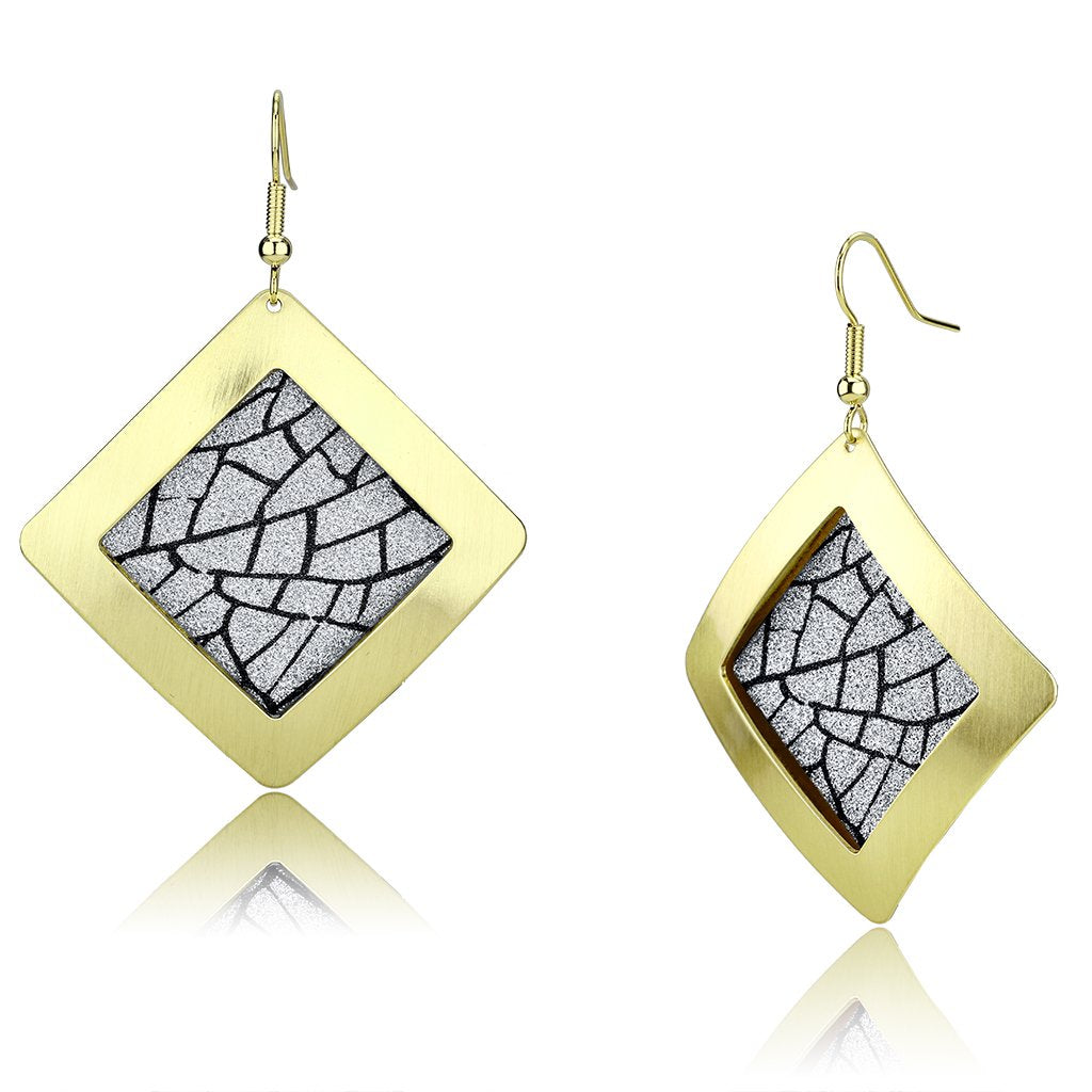 Matte Gold & Gold Iron Earrings with No Stone