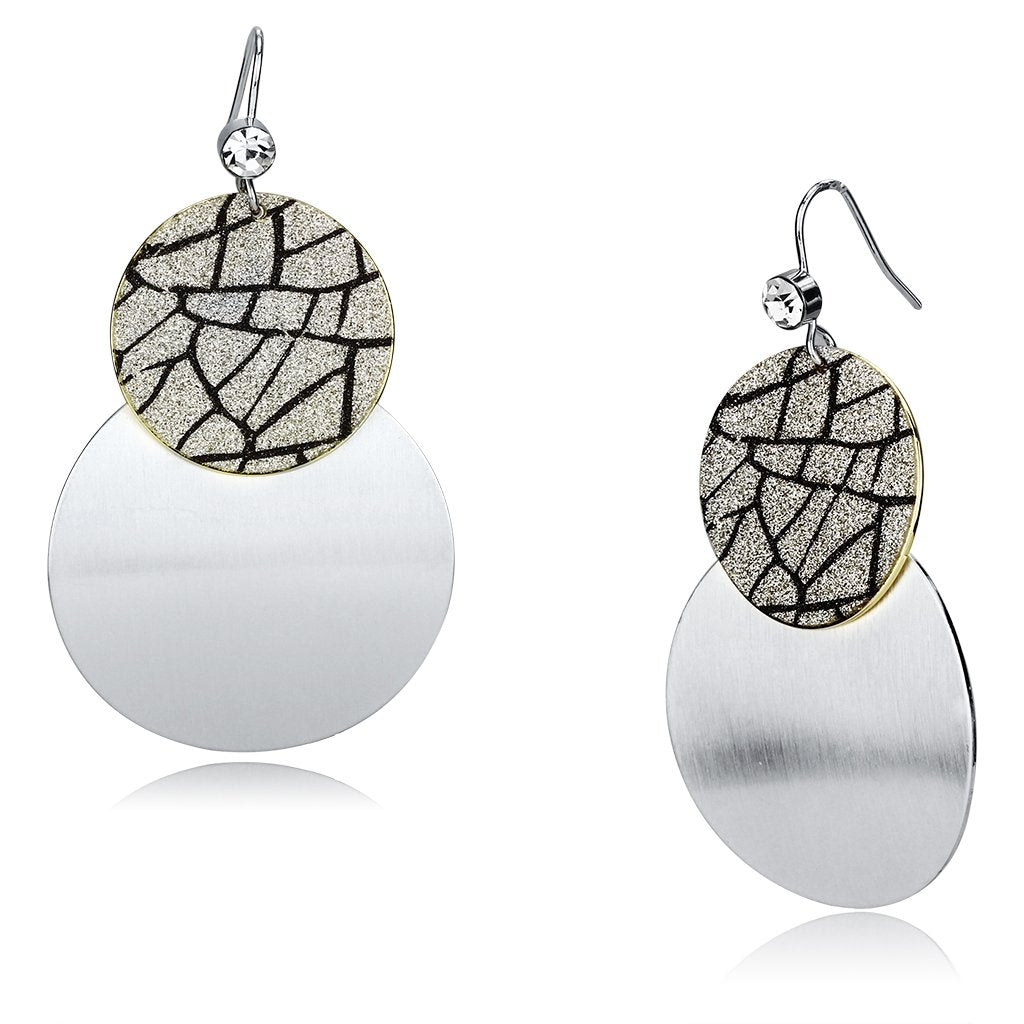 Gold+Rhodium Iron Earrings with Top Grade Crystal  in Clear