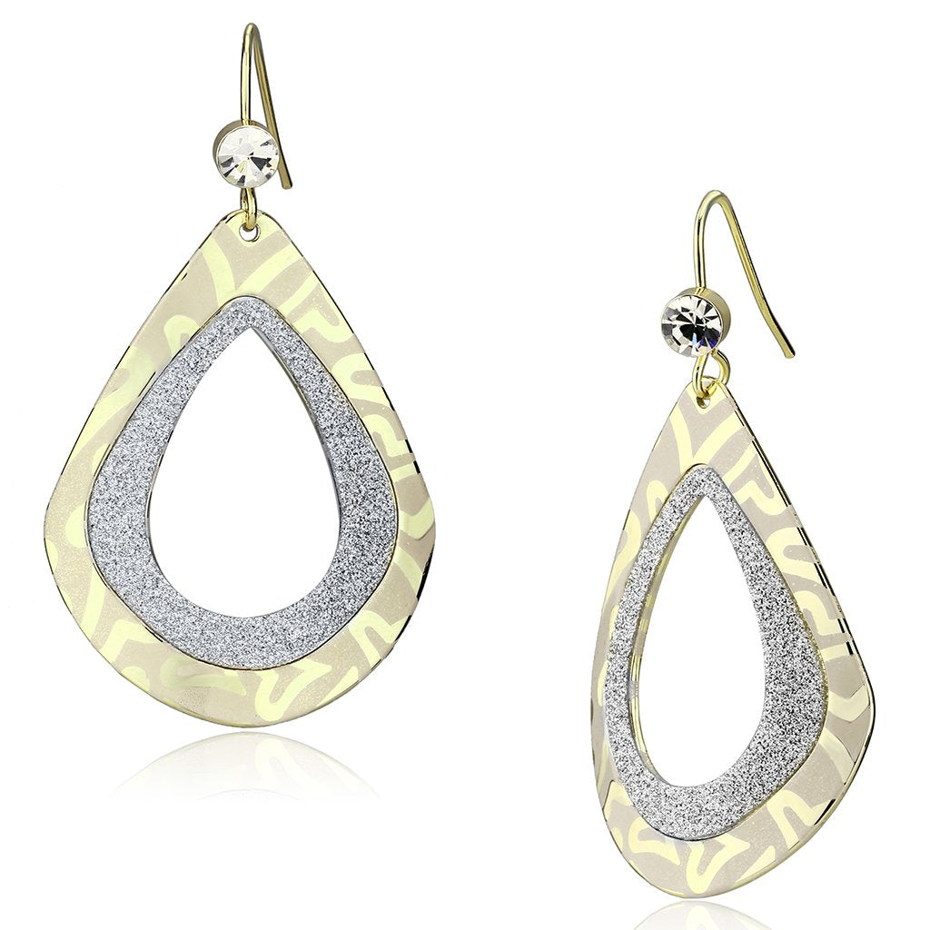 Gold Iron Earrings with Top Grade Crystal  in Clear
