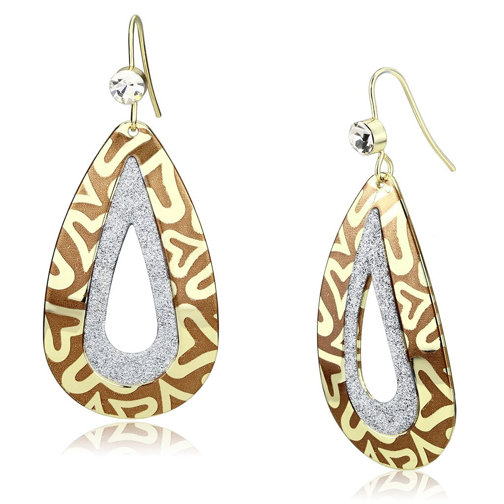 Gold Iron Earrings with Top Grade Crystal  in Clear