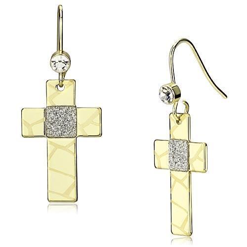 Gold Iron Earrings with Top Grade Crystal  in Clear