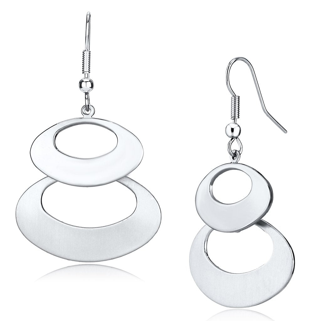 Matte Rhodium & Rhodium Iron Earrings with No Stone
