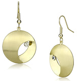 Matte Gold & Gold Iron Earrings with Top Grade Crystal  in Clear