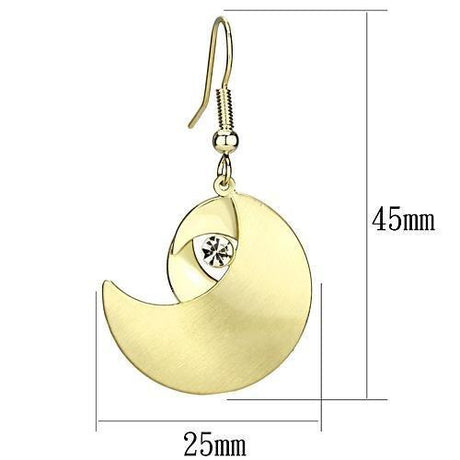 Matte Gold & Gold Iron Earrings with Top Grade Crystal  in Clear