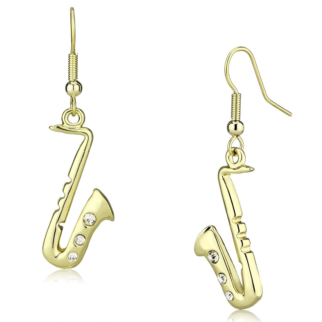 Gold Iron Earrings with Top Grade Crystal  in Clear