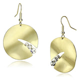 Matte Gold & Gold Iron Earrings with Top Grade Crystal  in Clear