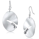 Matte Rhodium & Rhodium Iron Earrings with Top Grade Crystal  in Clear