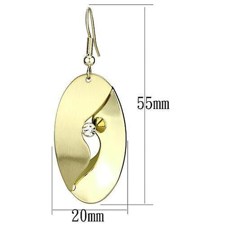 Matte Gold & Gold Iron Earrings with Top Grade Crystal  in Clear