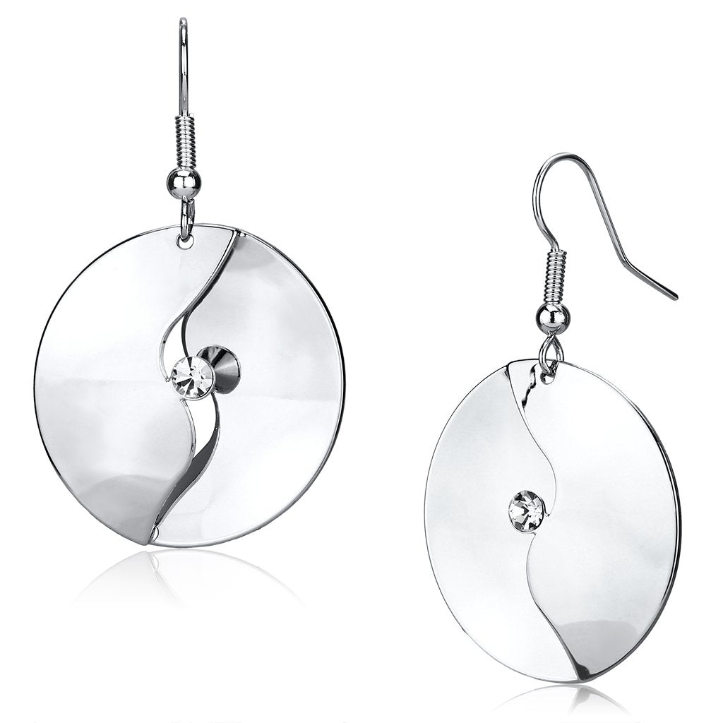 Rhodium Iron Earrings with Top Grade Crystal  in Clear