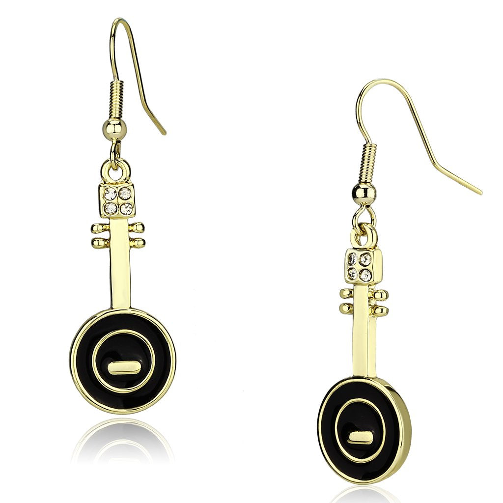 Gold Iron Earrings with Top Grade Crystal  in Clear