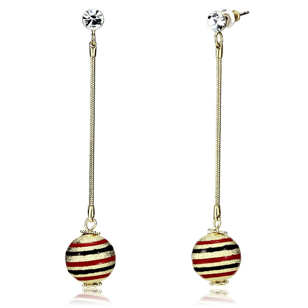 Gold Iron Earrings with Top Grade Crystal  in Clear