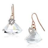 Rose Gold Iron Earrings with Top Grade Crystal  in Clear