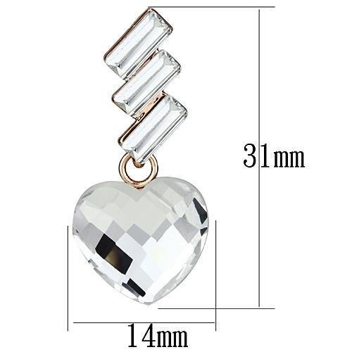 Rose Gold Iron Earrings with Top Grade Crystal  in Clear