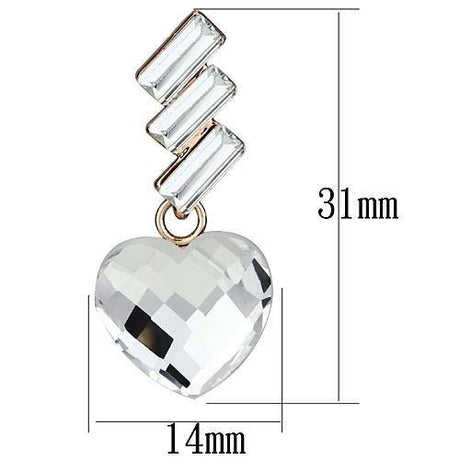 Rose Gold Iron Earrings with Top Grade Crystal  in Clear