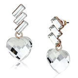 Rose Gold Iron Earrings with Top Grade Crystal  in Clear