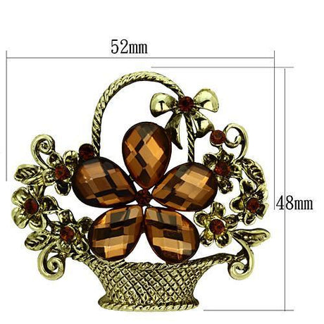 Antique Copper White Metal Brooches with Synthetic Acrylic in Smoked Quartz