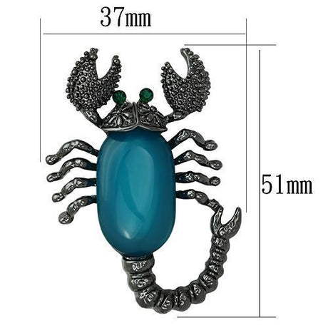 Ruthenium White Metal Brooches with Synthetic Synthetic Stone in Capri Blue