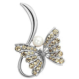 Imitation Rhodium White Metal Brooches with Synthetic Pearl in White