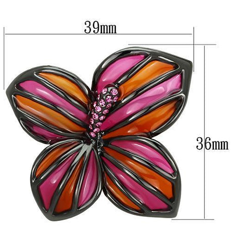 Ruthenium White Metal Brooches with Top Grade Crystal  in Rose