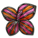 Ruthenium White Metal Brooches with Top Grade Crystal  in Rose