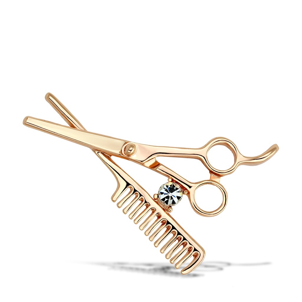 Flash Rose Gold White Metal Brooches with Top Grade Crystal  in Clear