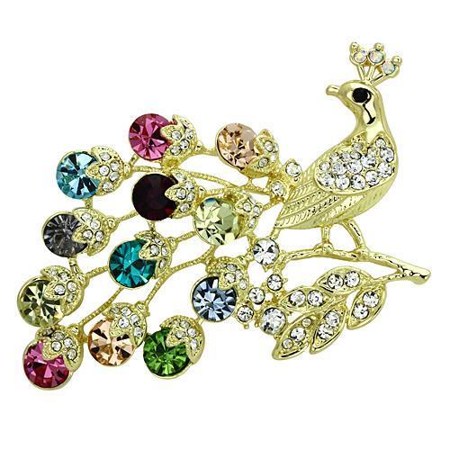 Flash Gold White Metal Brooches with Top Grade Crystal  in Multi Color