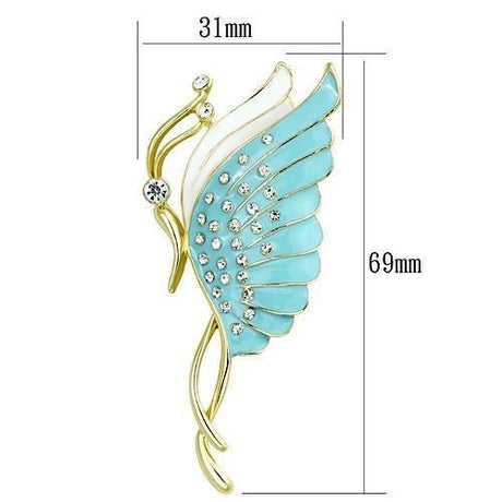 Flash Gold White Metal Brooches with Top Grade Crystal  in Clear