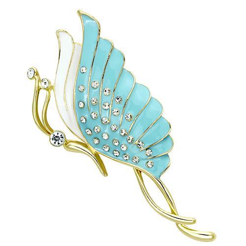 Flash Gold White Metal Brooches with Top Grade Crystal  in Clear