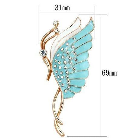 Flash Rose Gold White Metal Brooches with Top Grade Crystal  in Clear