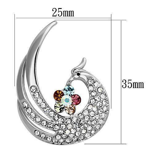 Imitation Rhodium White Metal Brooches with Top Grade Crystal  in Multi Color