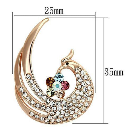 Flash Rose Gold White Metal Brooches with Top Grade Crystal  in Multi Color