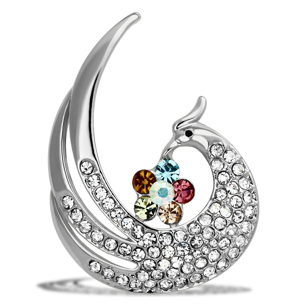 Flash Rose Gold White Metal Brooches with Top Grade Crystal  in Multi Color