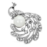 Imitation Rhodium White Metal Brooches with Synthetic Pearl in White